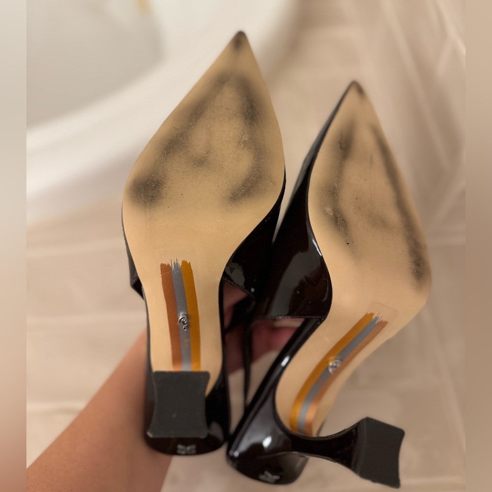 Sam Edelman Dark Brown Patent Slingback Pumps - Picture 4 of 9